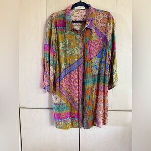 Natural Life Multicolor Floral Patchwork Button-Down Shirt